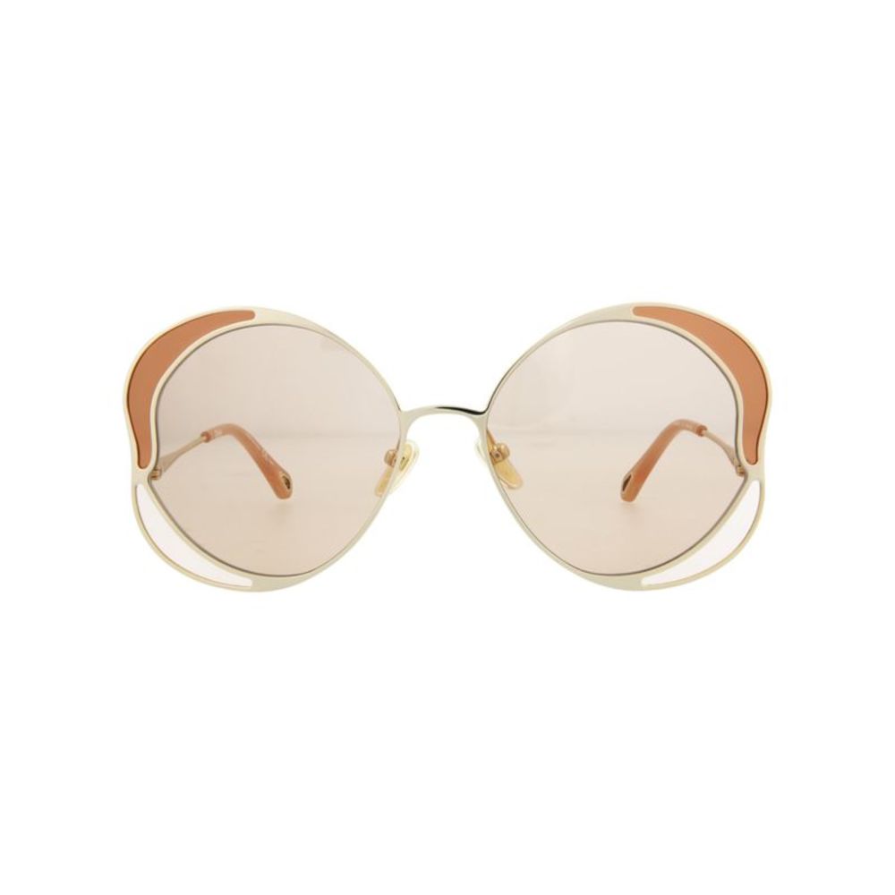 Chloé Round-Frame Metal Sunglasses Gold Womens